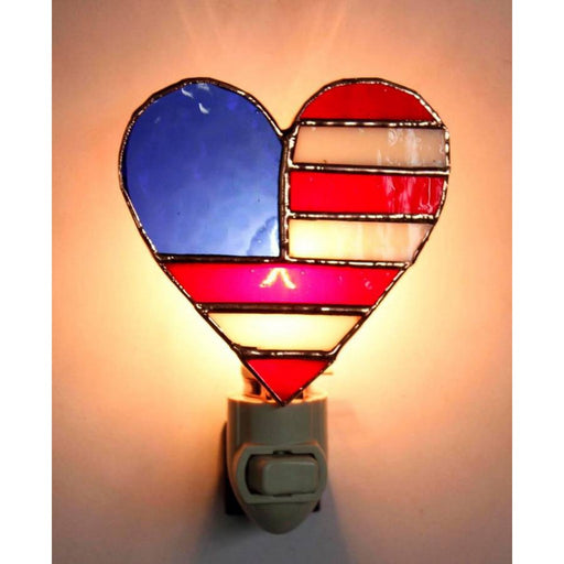 Stained Glass Patriotic Heart Nightlight