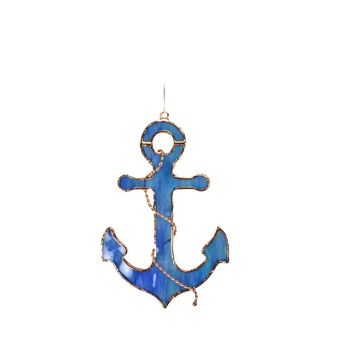 Stained Glass Serenity Blue Anchor Suncatcher