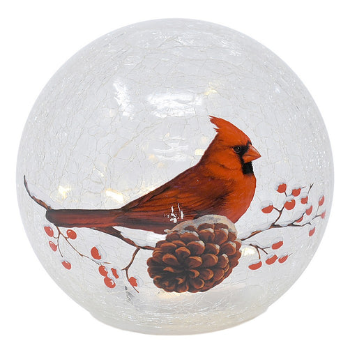6" LED Crackle Glass Cardinal Globe
