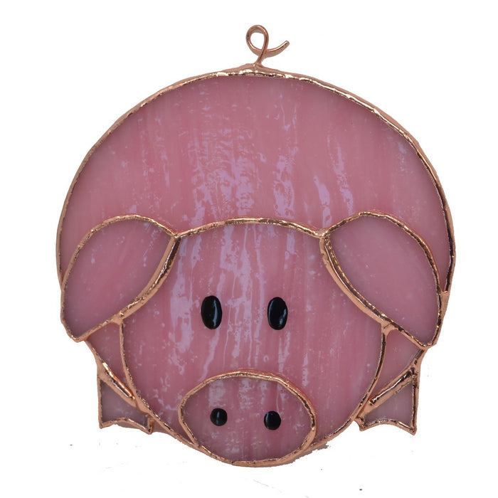 Stained Glass Pink Pig Suncatcher