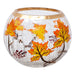 6" Crackle Glass Fall Leaves Globe Candle Holder
