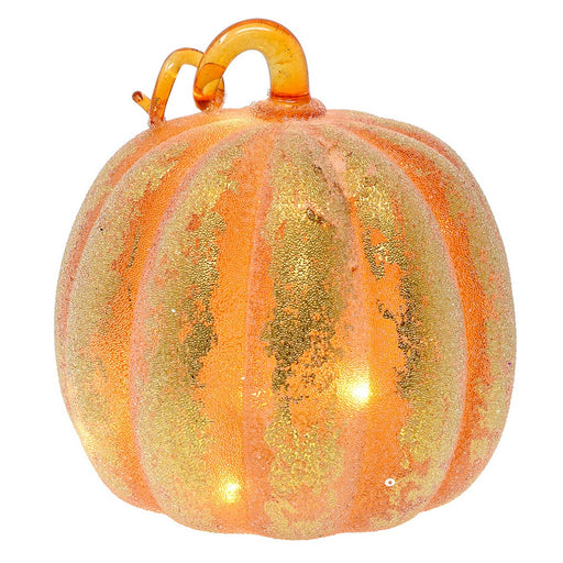 Large Frosted LED Pumpkin Orange