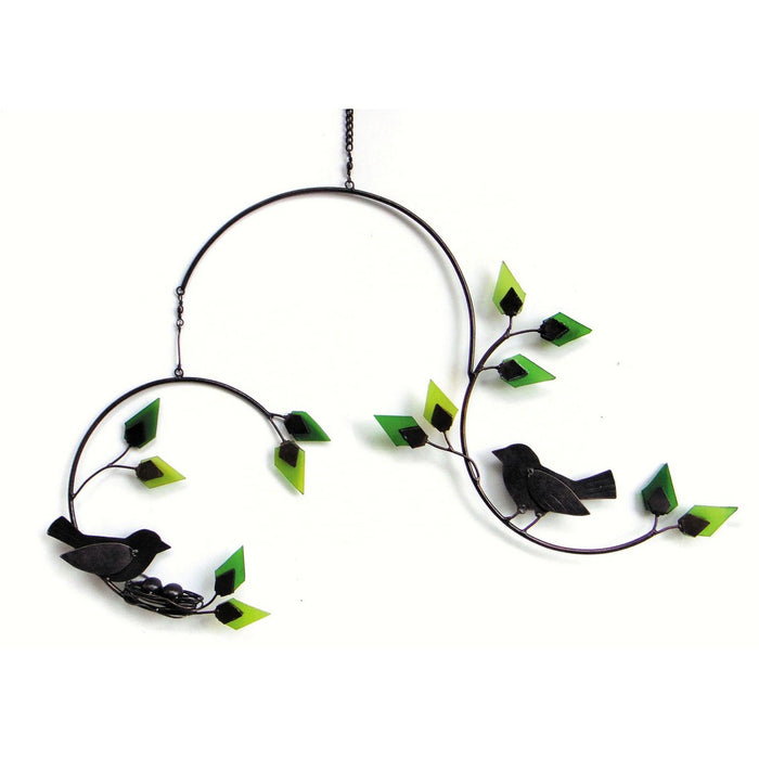 Forest Birds Metal and Glass Mobile