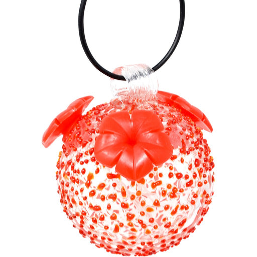 Red Textured Glass Hummingbird Feeder