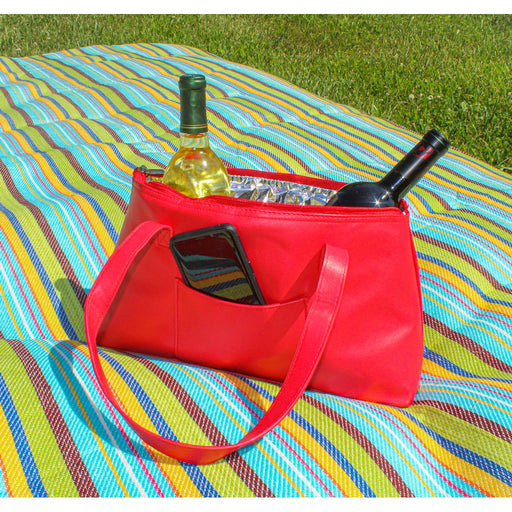 Red Faux Leather Wine Purse for Two Bottles