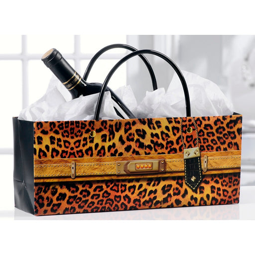 Orange Leopard Print Handbag Design Wine Bottle Gift Bag