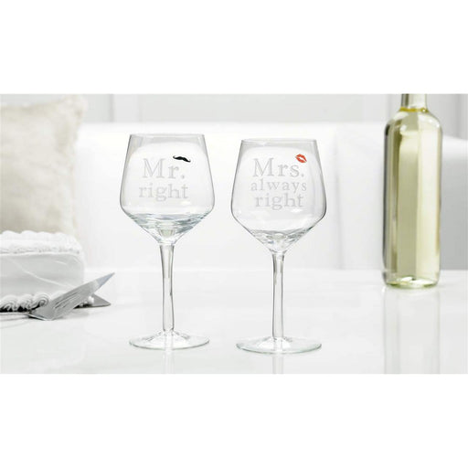 Glass Mr/Mrs Design Wine Glass