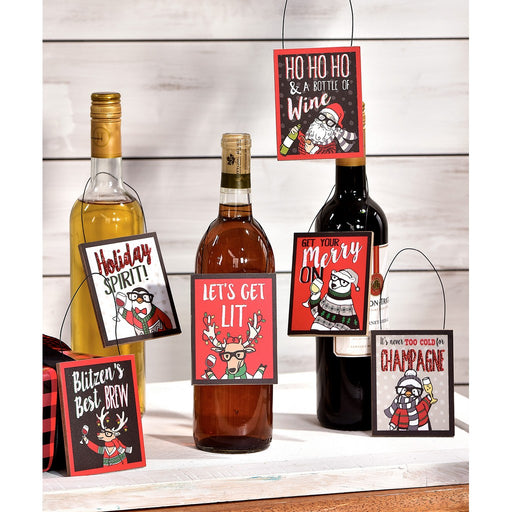 Hipster Holiday Wine Bottle Tags