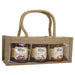 Jute 3 Bottle Gourmet Bag-Natural with Windows