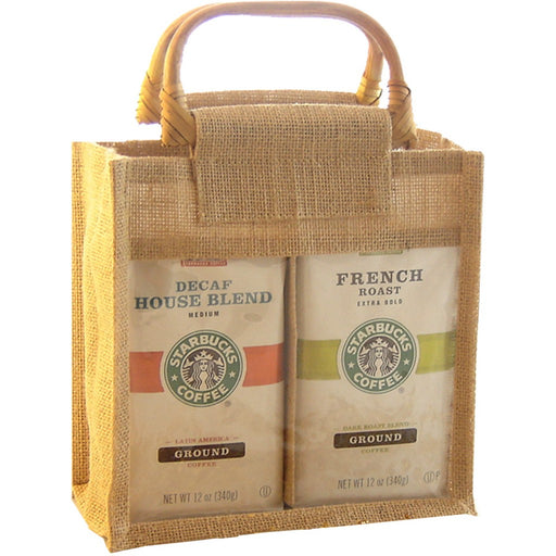 Jute 2 Compartment Coffee Bag - Natural
