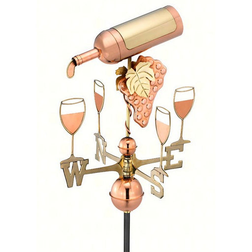 Wine Bottle withGlasses Polished Copper Garden Weathervane