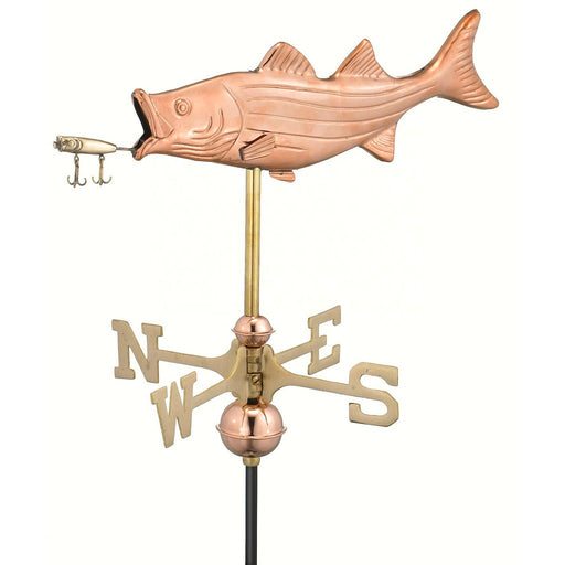 Bass with Lure Garden Weathervane Polished Copper