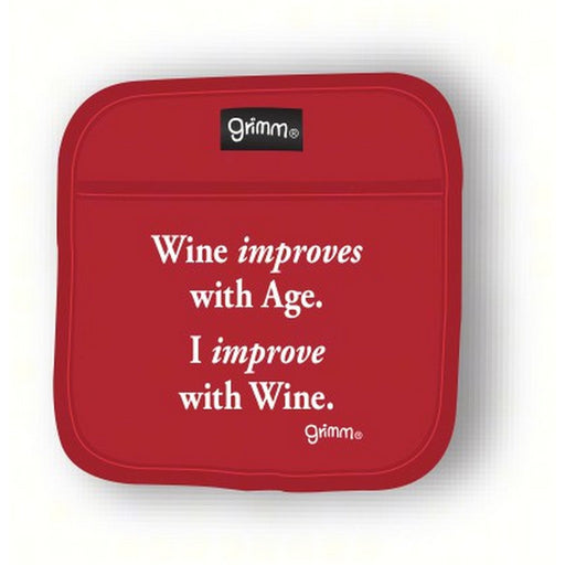 Wine improves with Age. I improve with Wine Pot Holder