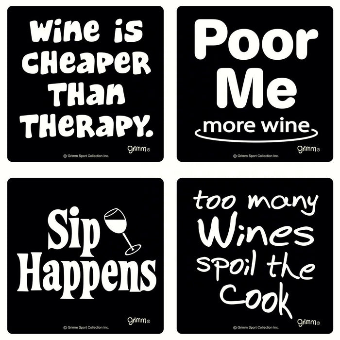 Set of 4 Wine Coasters-3.5 inches Square Coasters Boxed