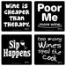 Set of 4 Wine Coasters-3.5 inches Square Coasters Boxed