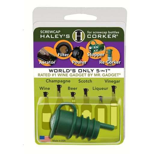 Haleys Corker 5 in 1 Wine Tool Original Screwcap Green Clamshell