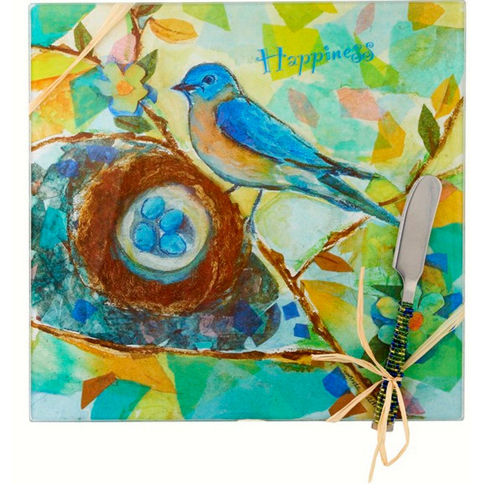 Cheese Board - Bird - Happiness - Square 9 Inch