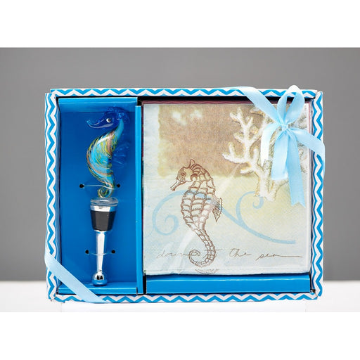 Seahorse Napkin & Stopper Set