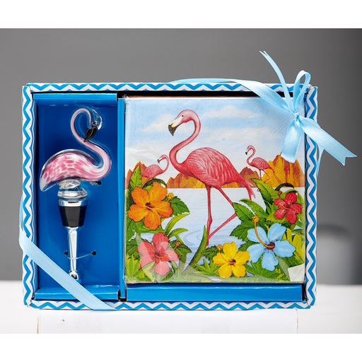 Flamingo Napkin & Stopper Set