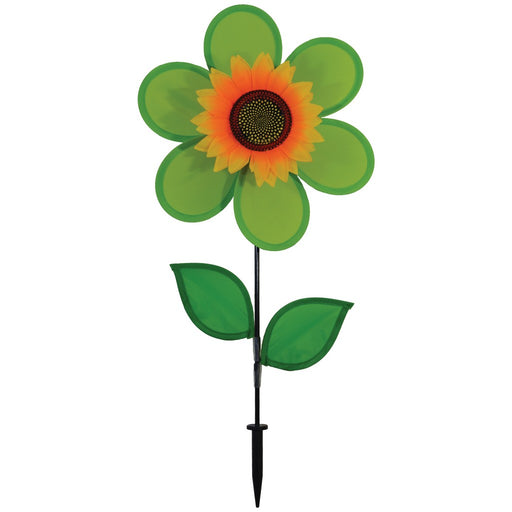 12 inch Green Sunflower with Leaves