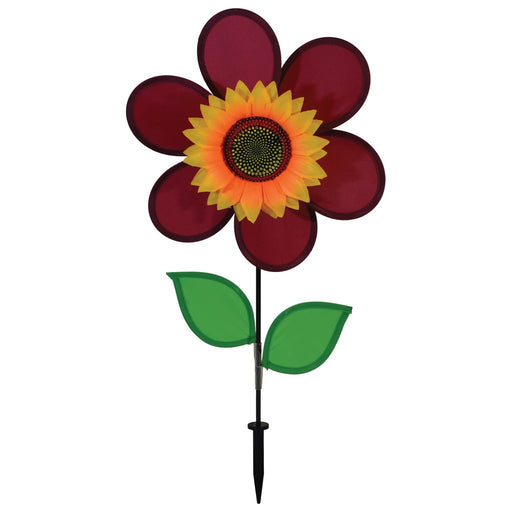 12 inch Burgundy Sunflower with Leaves