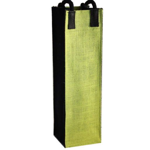Jute Wine Bottle Bag - Lime Bold