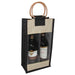 2 Bottle Jute Bag - Black with Windows