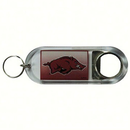 Lucite Logo Bottle Opener Keychain - Arkansas Razorbacks