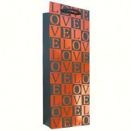 Printed Paper Wine Bottle Bag - Love