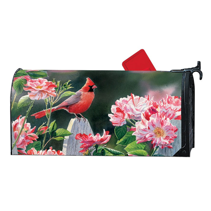 Cardinal with Variegated Roses MailWrap
