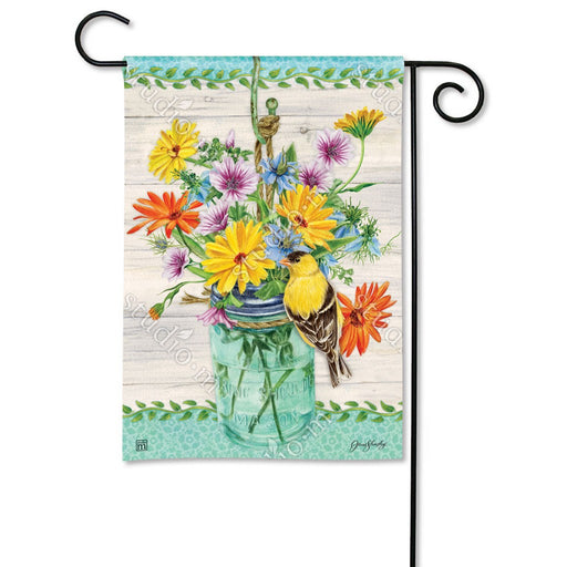 Goldfinch on Jar BreezeArt Garden Flag