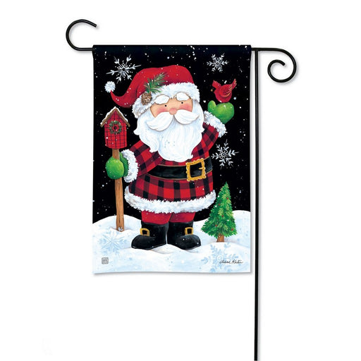 Buffalo Check Santa Garden Flag