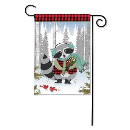 Winter Fun Raccoon Garden Flag