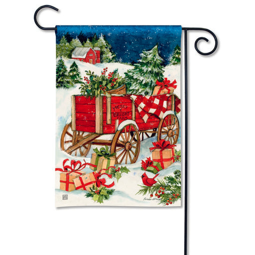 Christmas Farm Wagon Garden Flag