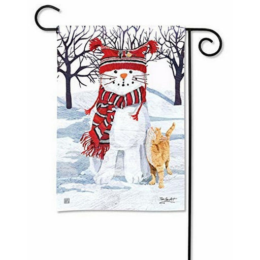Snowy Cat Garden Flag