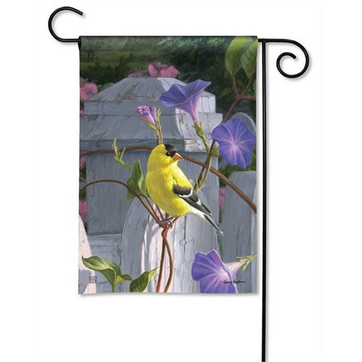 Finch and Flowers Garden Flag
