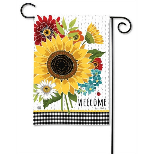 Sunflower Checks Welcome Garden Flag