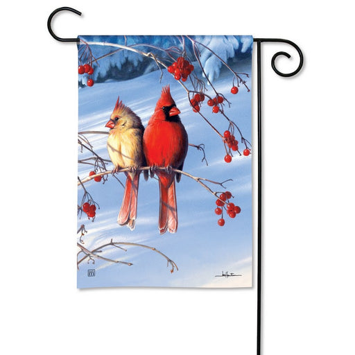 Cardinals in Snow Garden Flag
