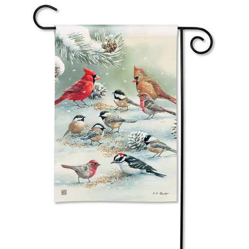 Winter Bird Feeding Garden Flag