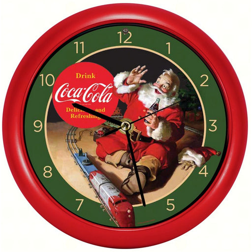 Coca-Cola Santa withTrain 8 inch Sound Clock