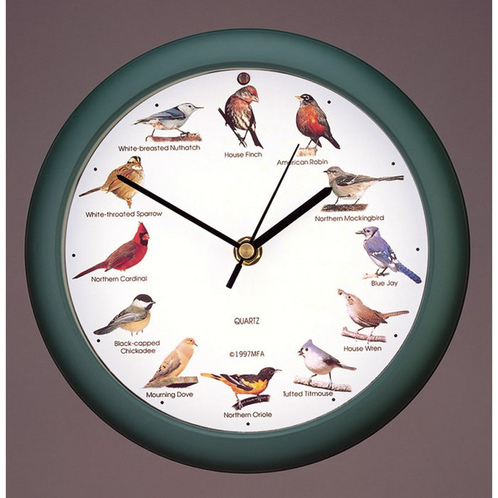 Original Singing Bird Clock 8 inch Green