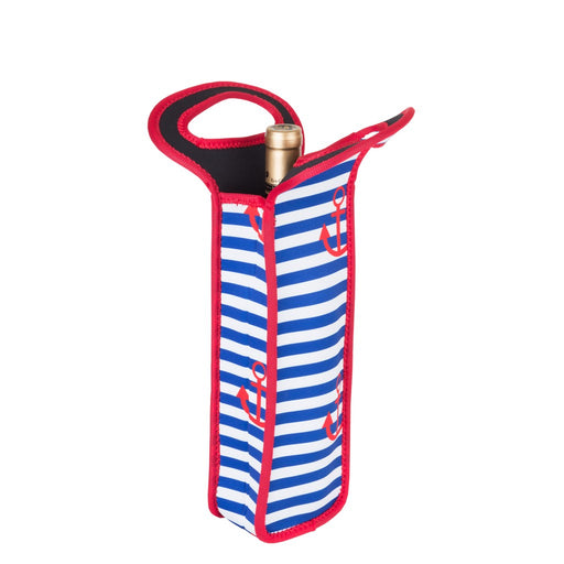 Neoprene Anchor Design Wine Bottle Tote (Holds 1 Bottle)