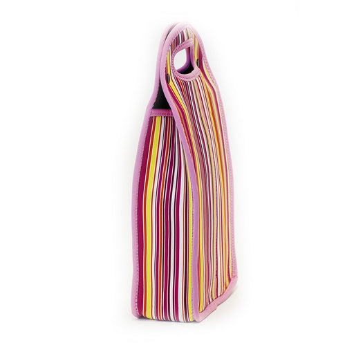 Neoprene Wine Tote Double Bottle - Bright Stripes