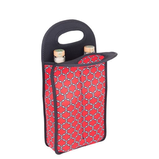 Neoprene Wine Tote Double Bottle - Red & Black