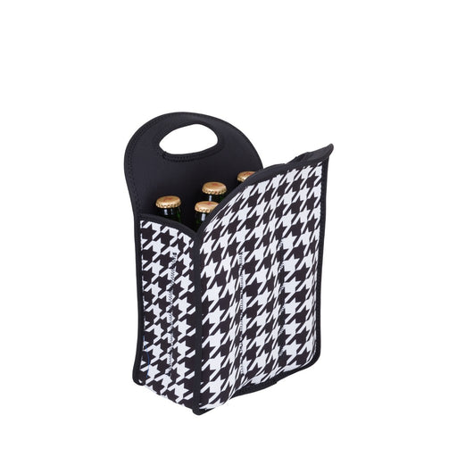 Neoprene 6 Pack Beer Tote - Houndstooth