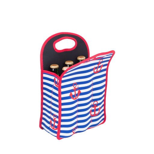 Neoprene 6-Pack Tote - Stripes & Anchors