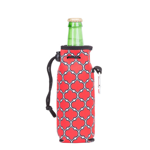 Neoprene Bottle Cooler with Carabiner - Red & Black