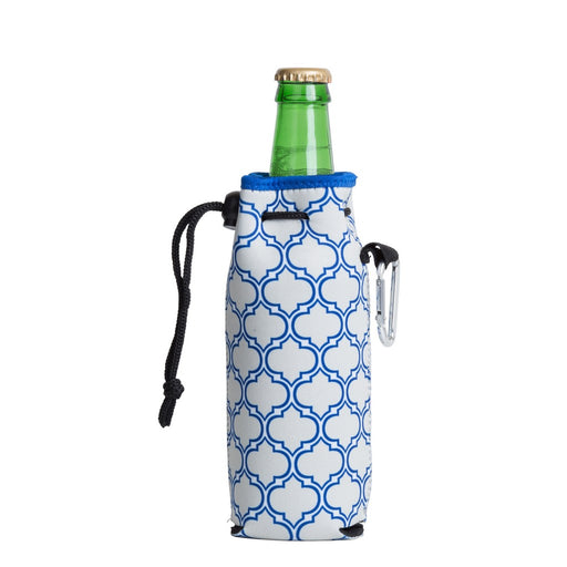Neoprene Bottle Cooler with Carabiner - Gray & Blue