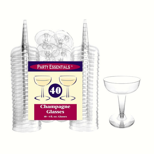 2 pc 4 oz Champagne Glasses Clear 40 ct