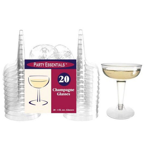 2 pc 4 oz Champagne Glasses Clear 20 ct